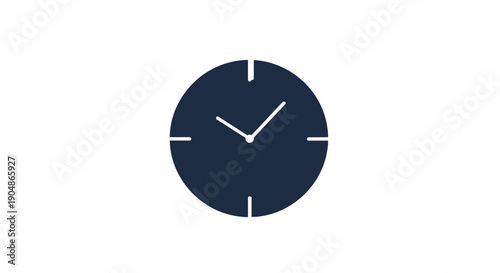 Vector illustration of a classic wall clock with a circular dial and black hands isolated on a white background as a business time management icon and symbol of the passing hour