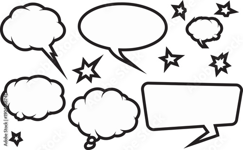 Comic speech bubbles and stars illustration for cartoon and manga artists