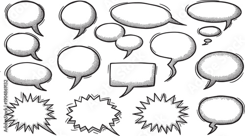 Comic speech bubbles and thought clouds collection for cartoon and comic book illustrations