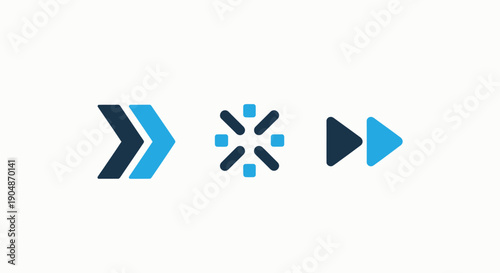 Directional and Action Icons: Forward Arrow, Spin, and Play Button for Navigation and Media