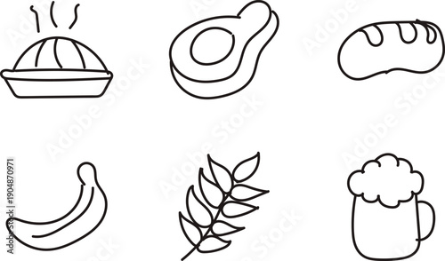 Fruit berry vegetable and banana food line icon vector set eps file