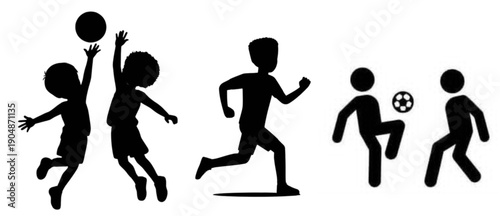 vector silhouettes of player playing baket ball