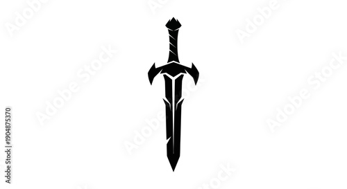Black sword silhouette on white background