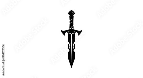 Black sword silhouette on white background