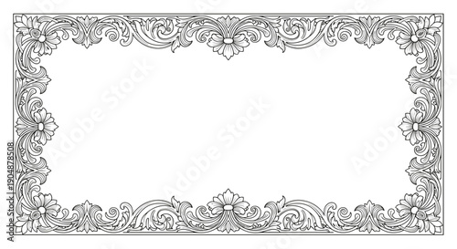 Ornate Rectangular Frame with Floral Decorations.