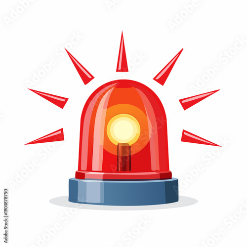 Vivid red emergency beacon light with sharp red rays emanating outwards signifying an urgent alert or critical warning signal