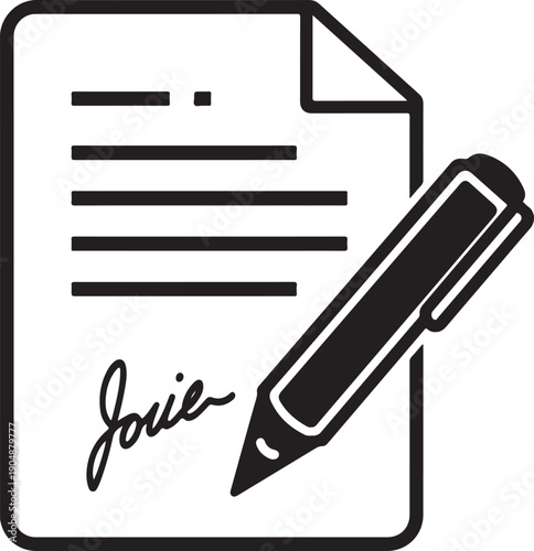 The contract icon. Agreement and signature, pact, accord, convention symbol.
