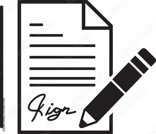 The contract icon. Agreement and signature, pact, accord, convention symbol