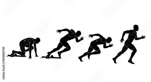 Dynamic sprinter accelerating from start to finish line