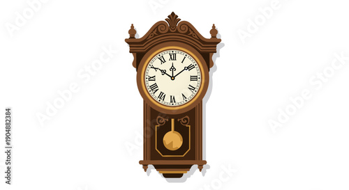 Vintage Wooden Clock with Roman Numerals.