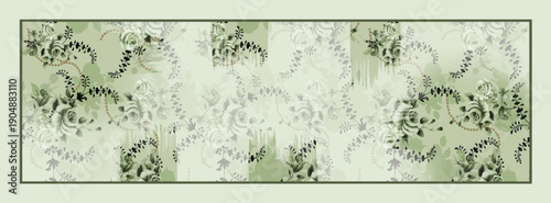 olive floral pattern for textile and scarf