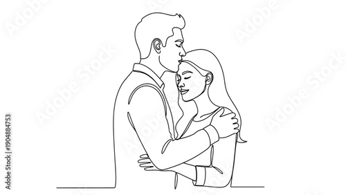 loving couple hug and kiss