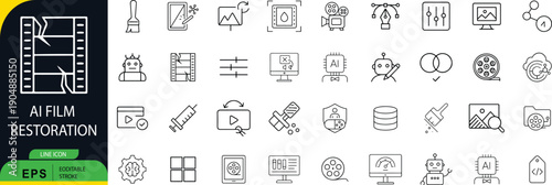 Ai filter restoration eps line icon with green and yellow design