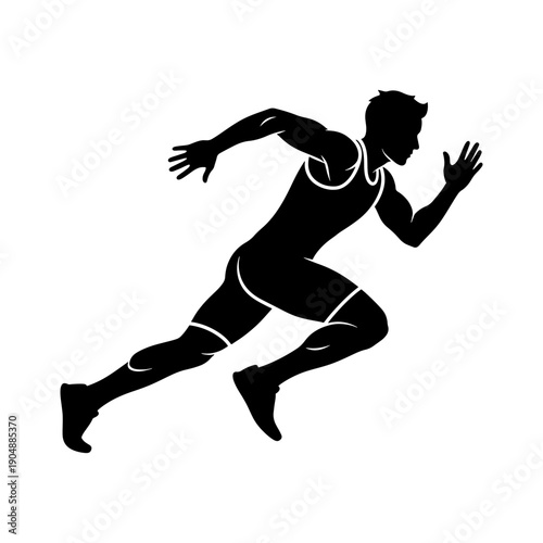 A dynamic image displaying a male runner in full stride a striking silhouette