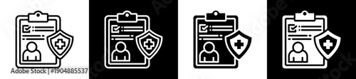 Health Insurance Icon Set In Black And White Filled Style Collection