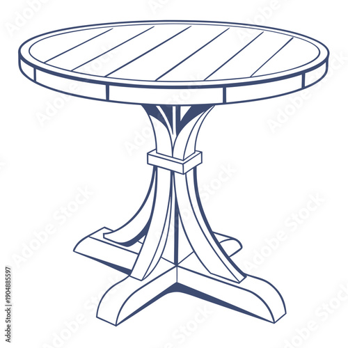 A beautifully designed wooden table with a unique pedestal base