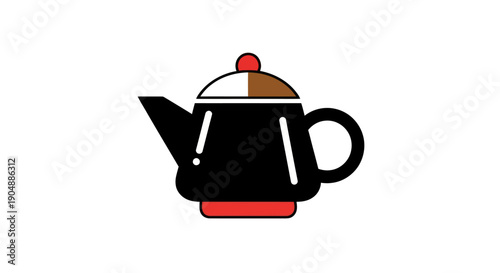 Black teapot illustration on white background