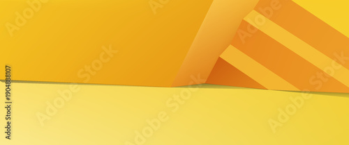 3d rendering of empty yellow orange abstract geometric minimal concept background. Scene for advertising, cosmetic, showroom, banner, fashion, technology, business. Illustration. Product display