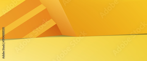 3d rendering of empty yellow orange abstract geometric minimal concept background. Scene for advertising, cosmetic, showroom, banner, fashion, technology, business. Illustration. Product display