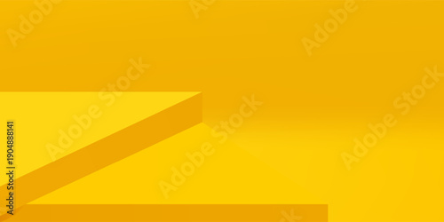 Abstract yellow background geometric shape for presentation and exposition. 3d exhibition stand. Pedestal for display product, showcase. 3d podium for mock up store. Minimal studio with triangle.