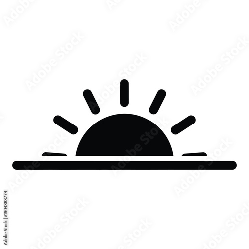 Sunset silhouette black on white background horizon rays d