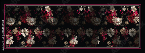 digital floral silk scarf pattern 