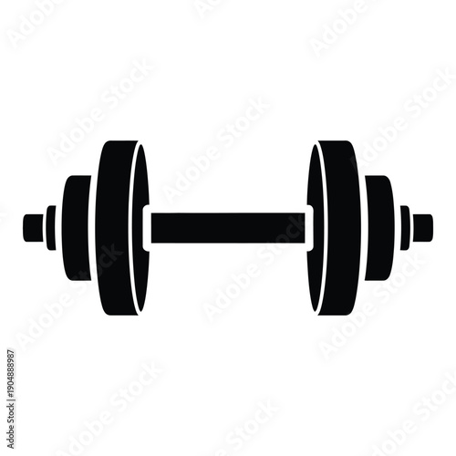 Black and white dumbbell silhouette weight fitness 1 exercise desi