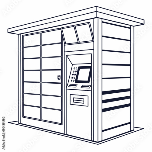 A standalone automated teller machine in a secure outdoor enclosure.