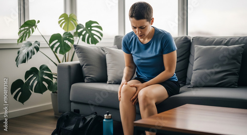 Knee pain strikes acutely woman in home setting