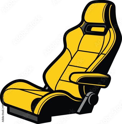 Yellow reclining chair with black outline and gray lever yellow chair recliner