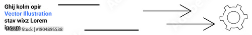 Text lines paired with arrows point to a gear, emphasizing process flow, efficiency, and automation. Ideal for business workflow, teamwork, optimization, strategy, planning system simple landing