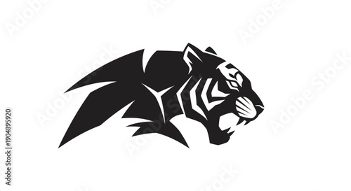 Black tiger head silhouette graphic