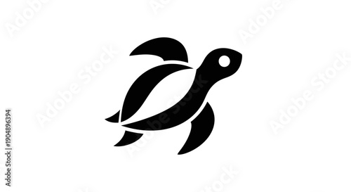 Black turtle silhouette on white background