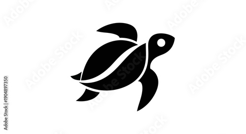 Black turtle silhouette on white background