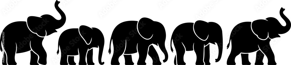 Obraz premium Cute Baby Elephant Set Vector
