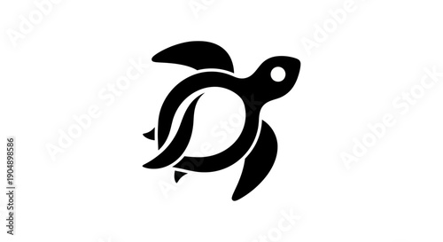 Black turtle silhouette on white background