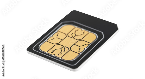 Close up of a modern nano sim card isolated on transparent background