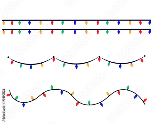 Christmas light string sets in various configurations