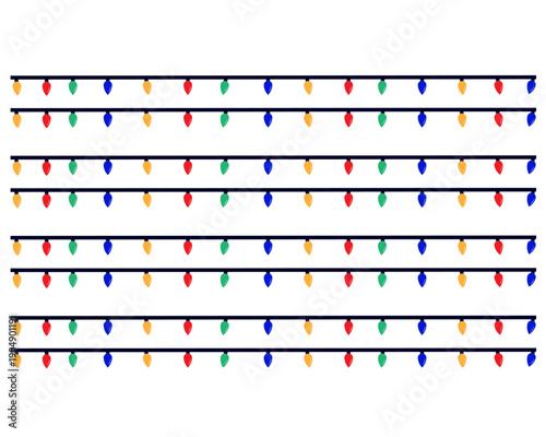 Multicolored christmas lights on black string