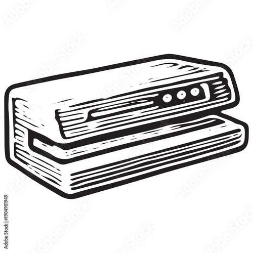 Vintage Vacuum Sealer Machine Engraving Retro Food Preservation Kitchen Appliance Line Art Design