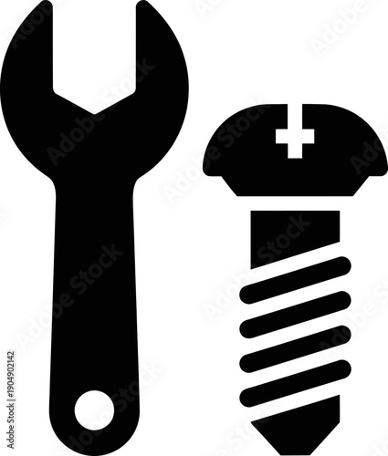 A wrench and screw icon for diy and hardware tools