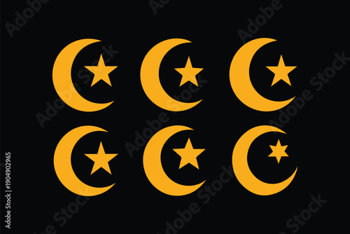 Moon star symbol islamic crescent design Vector