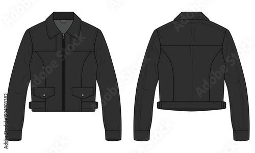 Black Denim Jacket Technical Drawing