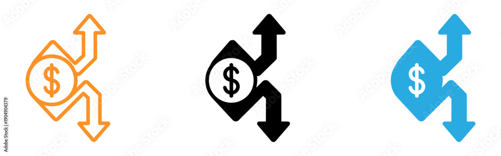 Obraz premium Financial growth and direction icons