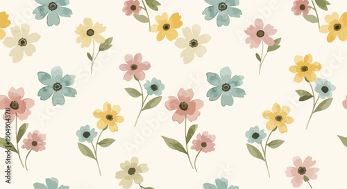 Seamless floral background with blooming sunflowers and summer energy
