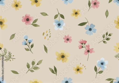 Seamless floral background with bright tulips and fresh spring vibe