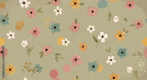 Elegant seamless botanical pattern with blooming roses and subtle greenery