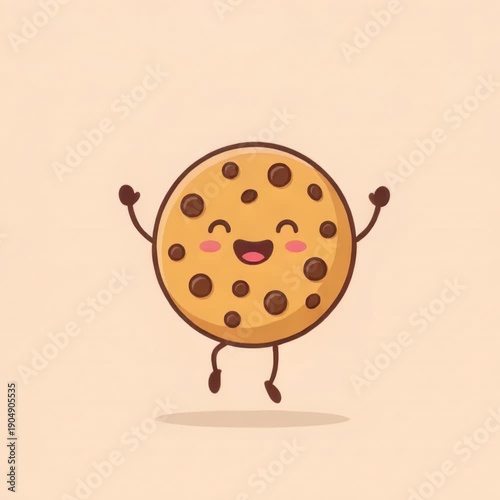 Joyful Cookie Character Celebrating Happiness in Whimsical Illustration Style