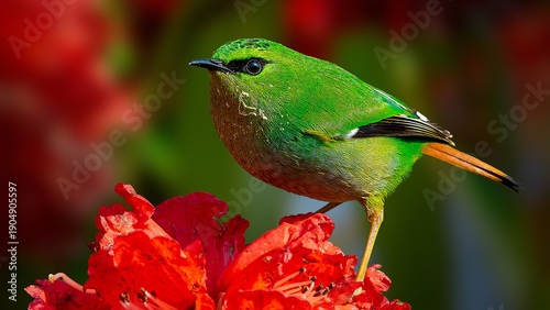 Billede på lærred The fire-tailed myzornis is a species of bird