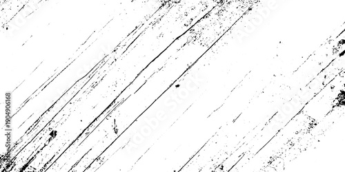 Abstract texture grunge made of diagonal streaks and distressed lines, black ink on a white background. grunge scratch patterns, chaotic linear noise. dirty monochrome pattern of the old worn surface.
